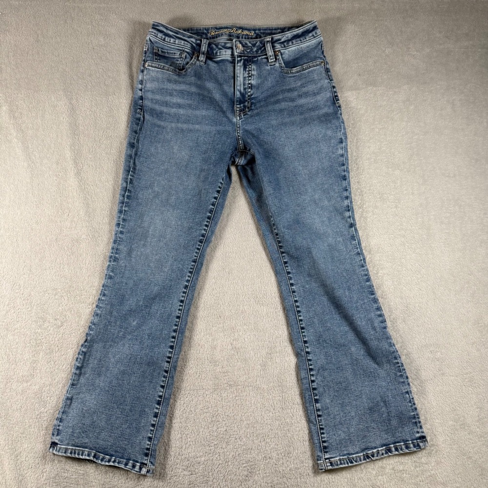 Tommy Bahama Jeans Womens 8 Blue Indigo Palms Mid Rise Crop Mini Boot SW121073